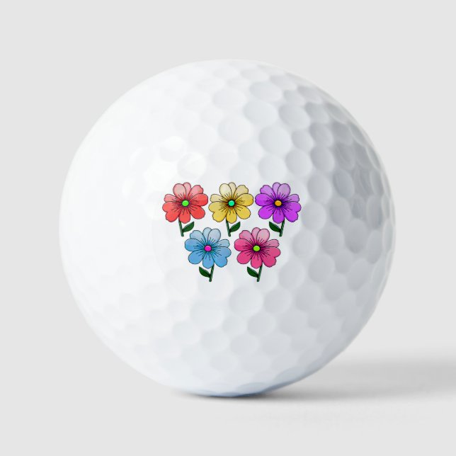 5 Color Flowers Design  Golf Balls (Front)