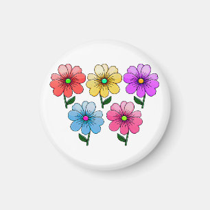 5 Color Flowers Design Magnet