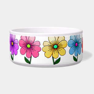 5 Color Flowers Design Pet Bowl