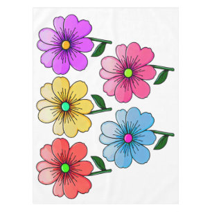 5 Color Flowers Design  Tablecloth