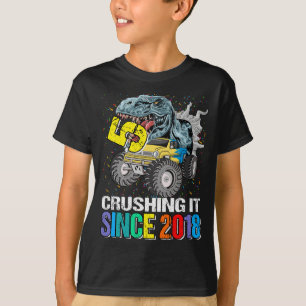 5 Crushing It Since 2018 Monster Truck Dinosaur 5t T-Shirt