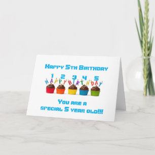 5 CUPCAKES FOR YOUR *****5TH BIRTHDAY**** HAVE FUN CARD
