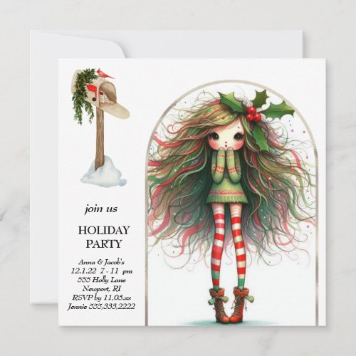*~* 5  Cute AP97 Sweet Woman Elf Standing Invitation