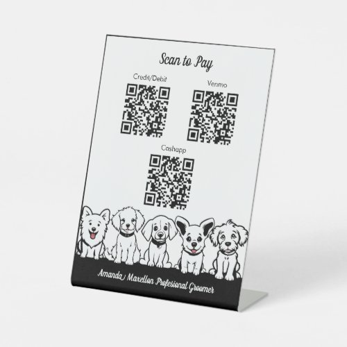 5 Cute Dogs Professional Scan to pay QR Codes Pedestal Sign