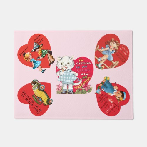 5 Cute Vintage Valentines Day Retro Love Hearts Doormat