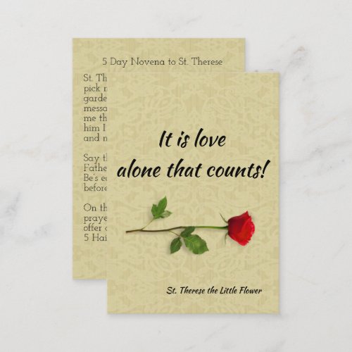 5 Day Novena to St Therese Business Card