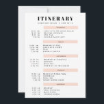 5 Day Simple Blush Itinerary Invitation<br><div class="desc">Include this itinerary with your invitation to your upcoming 5 day getaway. Design features a bold serif font that says "Itinerary" with all the details in a san serif font below. The date headlines are highlighted with a blush pink box.</div>