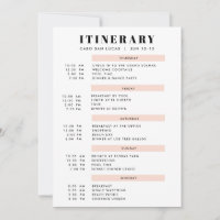5 Day Simple Blush Itinerary Invitation