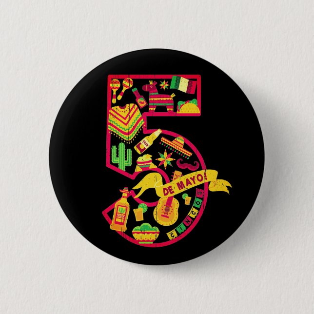 5 De Mayo - Mexican Icons Button (Front)