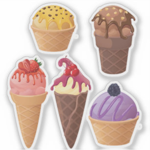 5 Different Ice Cream Stickers