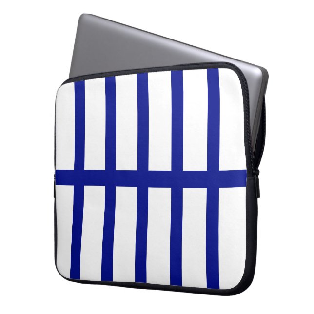 5 Divided Blue Stripes Laptop Sleeve (Front Left)