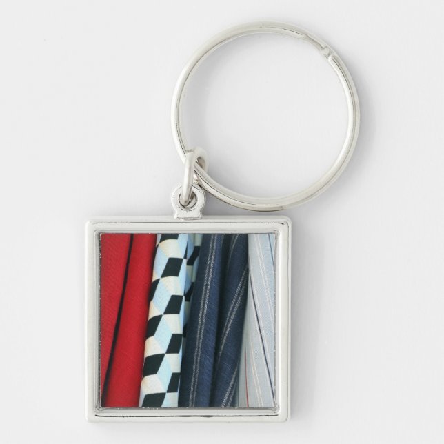 5 Fabrics With Geometric Patterns Keychain (Front)
