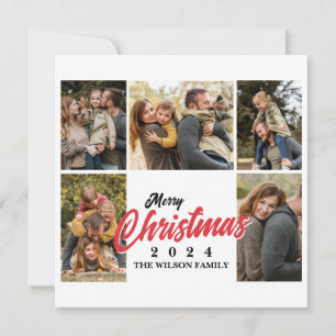5 Family Photo Simple Merry Christmas Holiday Card