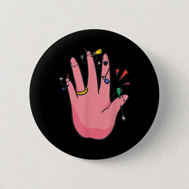 5 Finger Engagement Hand Party Best Fiance Bride G Button (Front)