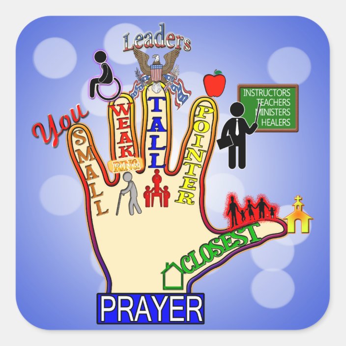 5 FIVE FINGER PRAYER AID SQUARE STICKER | Zazzle.com