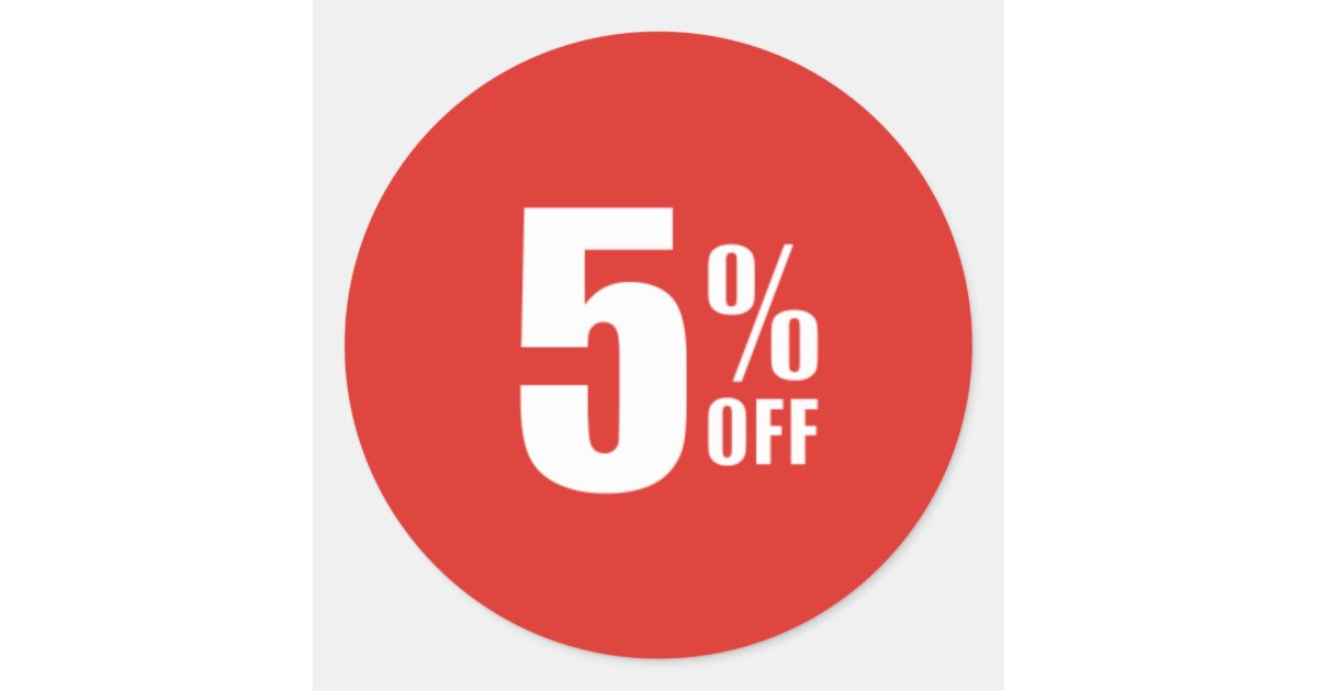 5 Five Percent OFF Discount Sale Sticker Zazzle