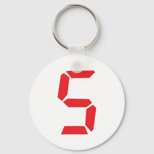 5 five red alarm clock digital number keychain
