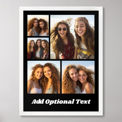 5 Friend Photo Collage Text __ CAN Edit Black Framed Art