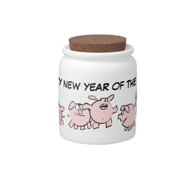 5 Funny Cartoon Comics Pig Year 2019 candy jar (Front)