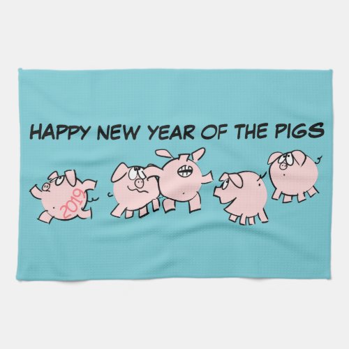 5 Funny Cartoon Illustration Pig custom Year KT Kitchen Towel