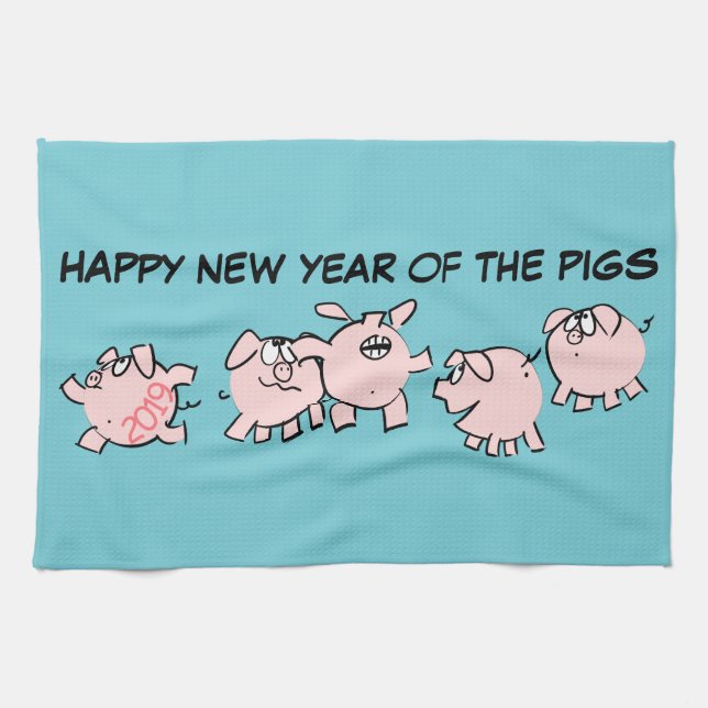 5 Funny Cartoon Illustration Pig custom Year KT Kitchen Towel (Horizontal)