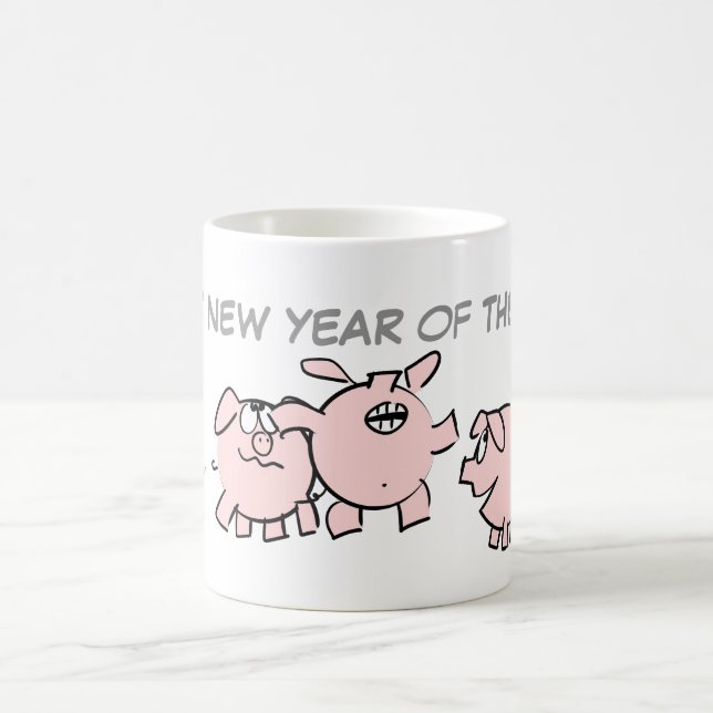 5 Funny Cartoon Illustration Pig custom Year W Mug (Center)