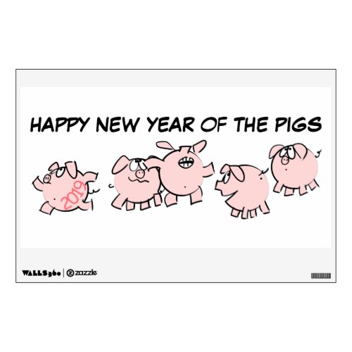 5 Funny Cartoon Illustration Pig custom Year WallD Wall Decal
