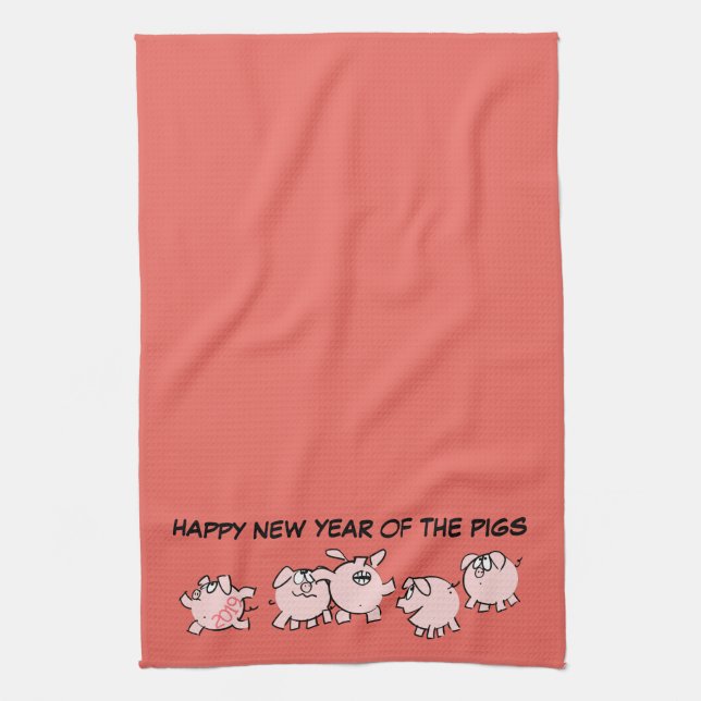 5 Funny Cartoon Illustration Pig Year 2019 V Towel (Vertical)