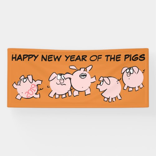 5 Funny Cartoon Pig Year 2019 choose color Banner