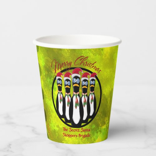 5 Funny Frazzled Santa Penguins Personalized Paper Cups