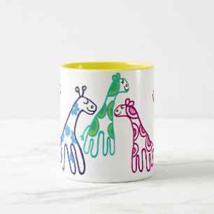 5 Giraffes Two-Tone Coffee Mug