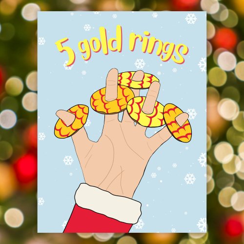 5 gold ring cookies 12 days of Christmas Holiday Postcard