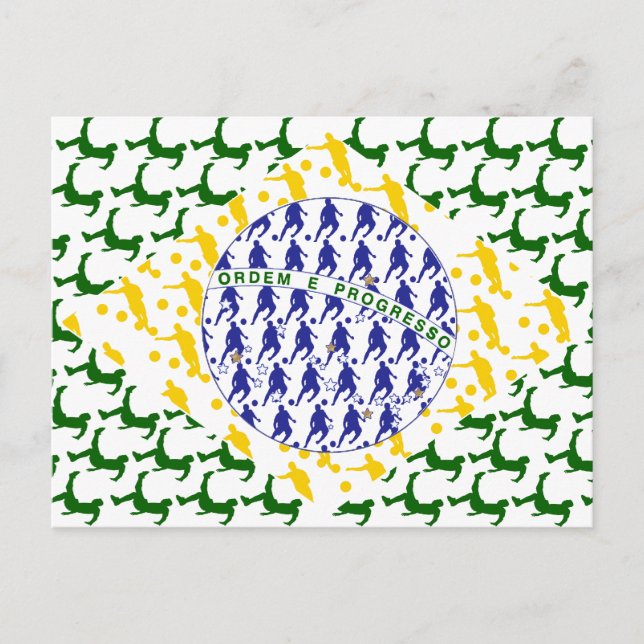 5 gold stars soccer player flag of brazil postcard (Front)