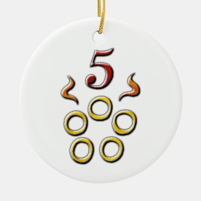 5 Golden Rings Ceramic Ornament (Front)