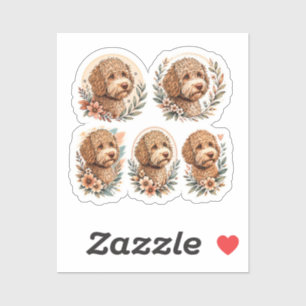 5 Goldendoodle Dog Stickers, Cute Floral Doodle De Sticker