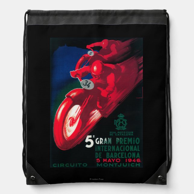 5 Gran Premio Internat'l Motorcycle Poster Drawstring Bag (Front)