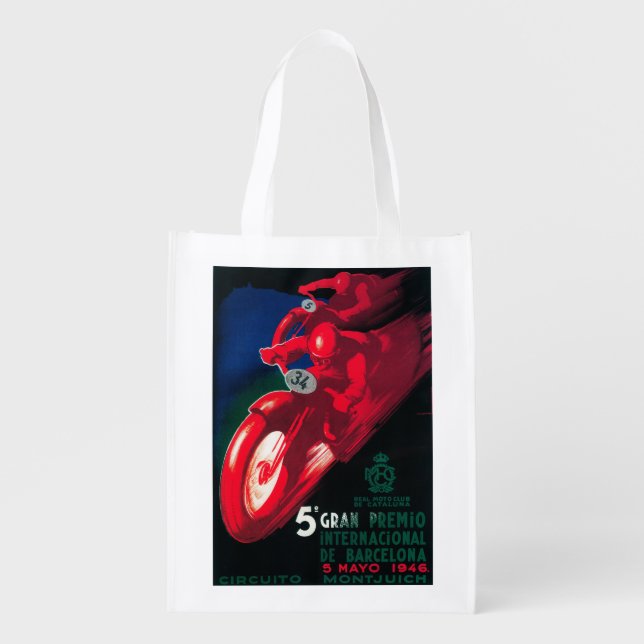 5 Gran Premio Internat'l Motorcycle Poster Grocery Bag (Front)