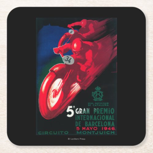 5 Gran Premio Internatl Motorcycle Poster Square Paper Coaster
