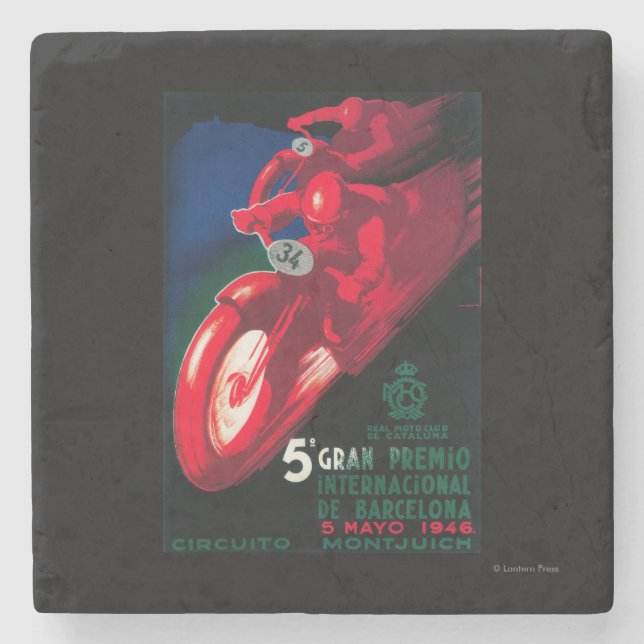 5 Gran Premio Internat'l Motorcycle Poster Stone Coaster (Front)