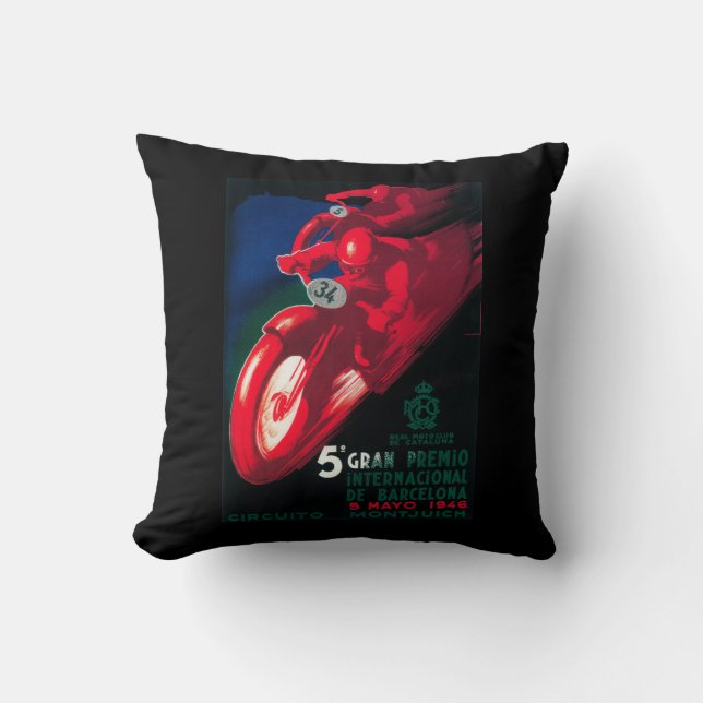 5 Gran Premio Internat'l Motorcycle Poster Throw Pillow (Front)