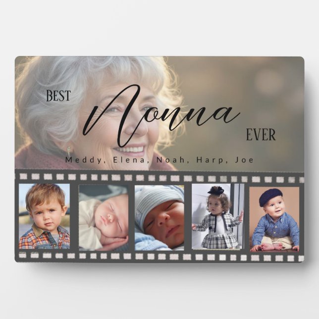 5 Grandchildren Reel Photo Collage Grandma Photo  Plaque (Front)