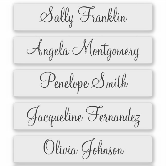 5 Guests Names Modern Elegant Calligraphy Sticker (Front)