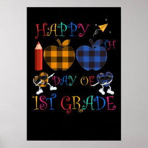 5 Happy 100th Day Of 1st Grade Dabbing Heart Poster