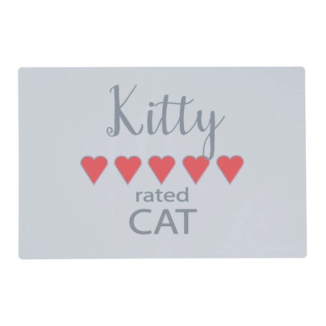 5 Heart rated Cat Placemat (Front)
