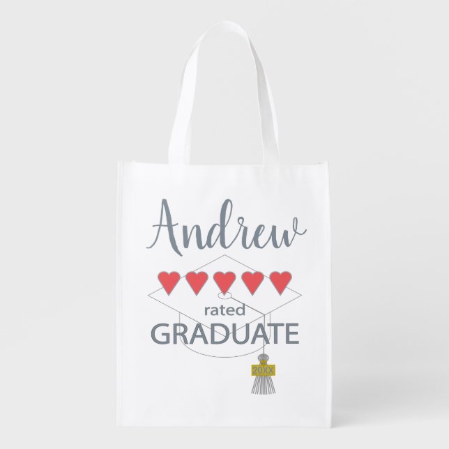 5 Heart Rated Graduate Grocery Bag (Front)