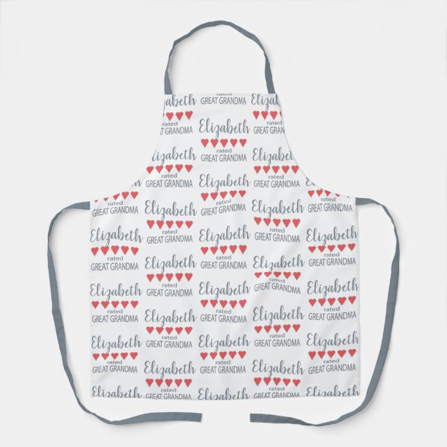 5 Heart Rated Great Grandma Apron (Front)