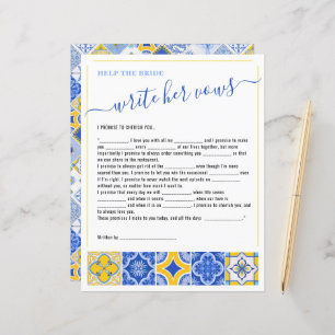 5 Help the Bride Write Her Vows Bridal Shower Game