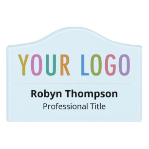 5 inch Acrylic Baby Blue Nameplate with Logo Small Door Sign