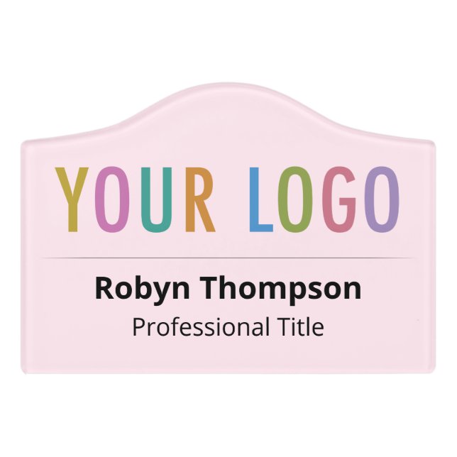 5 inch Acrylic Pink Name Plate Company Logo Small Door Sign (Small Crest Front)