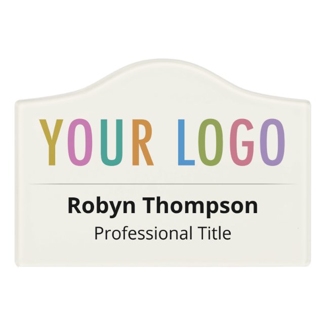 5 inch Ecru Acrylic Name Plate Business Logo Small Door Sign (Small Crest Front)